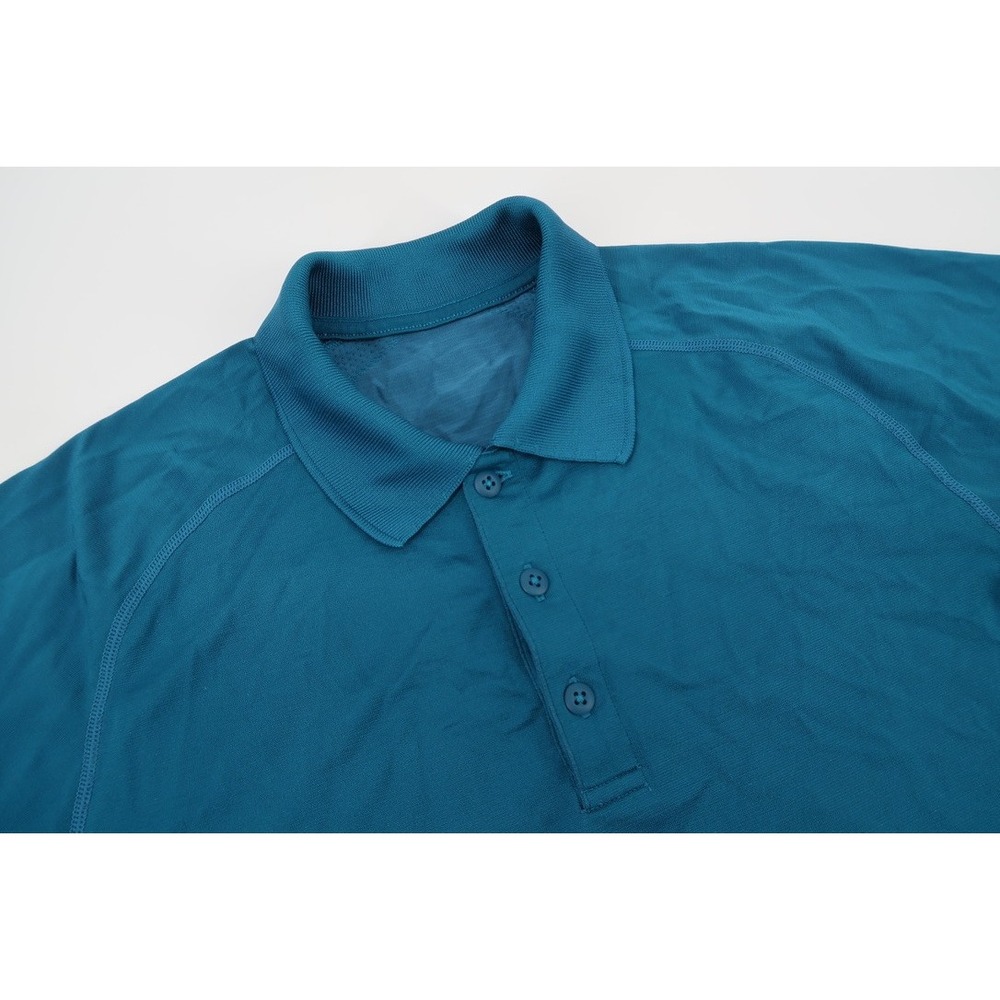 Lululemon Metal Vent Tech Polo Mens Medium Teal Capri Short Sleeve Performance